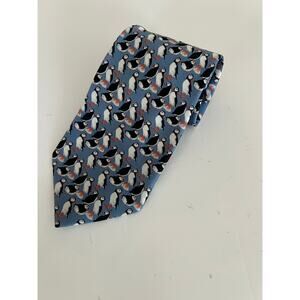 The Signature Aquarium Collection Silk Neck Tie Penguin Print Blue JL